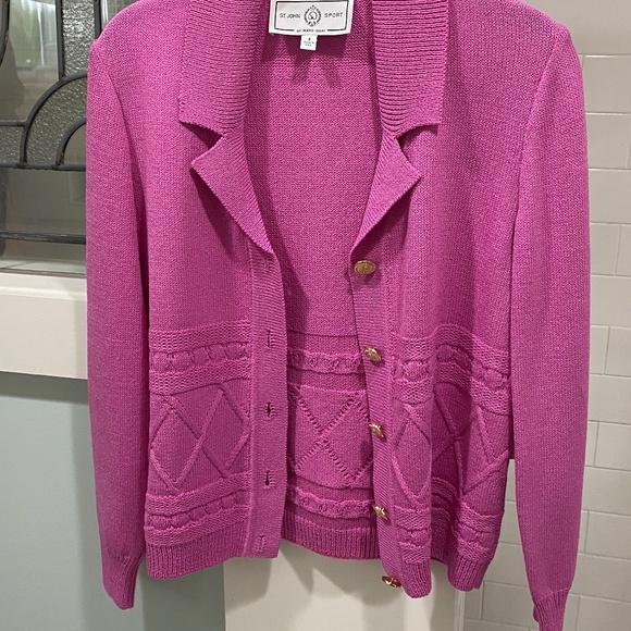 Vintage St John Sport by Marie Gray Pink Topaz Luxury Knit Button Down Cardigan - Picture 3 of 10